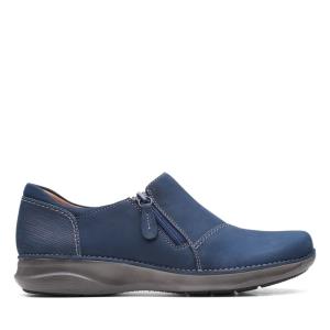 Clarks Appley Zip Ravni Čevlji Ženske Temno Modre | CLK605UZS