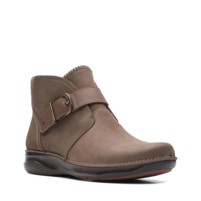 Clarks Appley Mid Gležnarji Ženske Sive Rjave | CLK149HLI