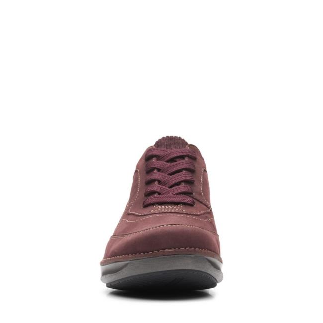 Clarks Appley Tie Ravni Čevlji Ženske Bordo | CLK358RFE