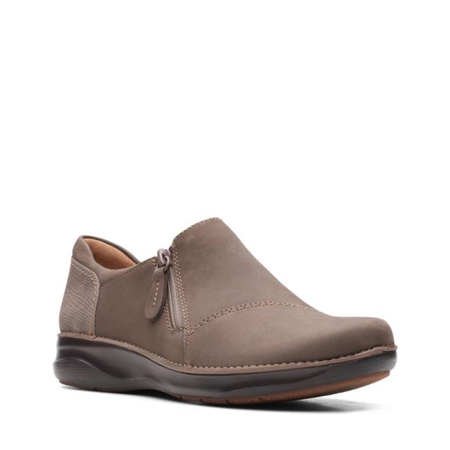 Clarks Appley Zip Ravni Čevlji Ženske Sive Rjave | CLK327FYN