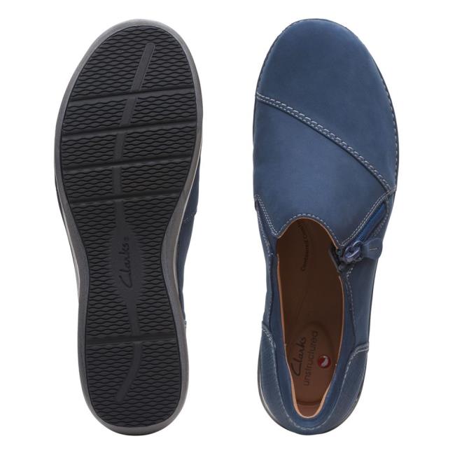 Clarks Appley Zip Ravni Čevlji Ženske Temno Modre | CLK605UZS