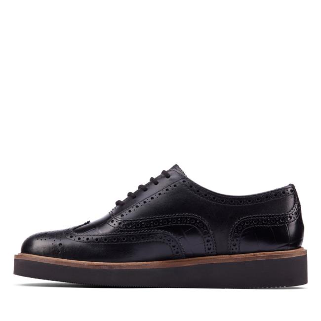 Clarks Baille Brogue Črne Čevlji Ženske Črne | CLK574KZJ