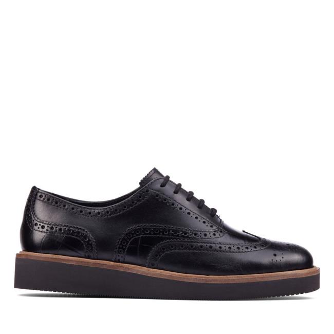 Clarks Baille Brogue Črne Čevlji Ženske Črne | CLK574KZJ