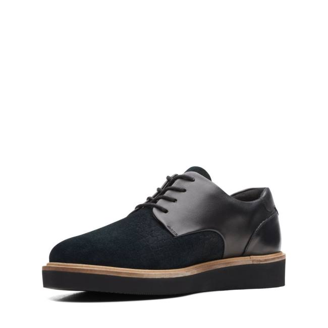 Clarks Baille Lace Ravni Čevlji Ženske Črne | CLK756NGT