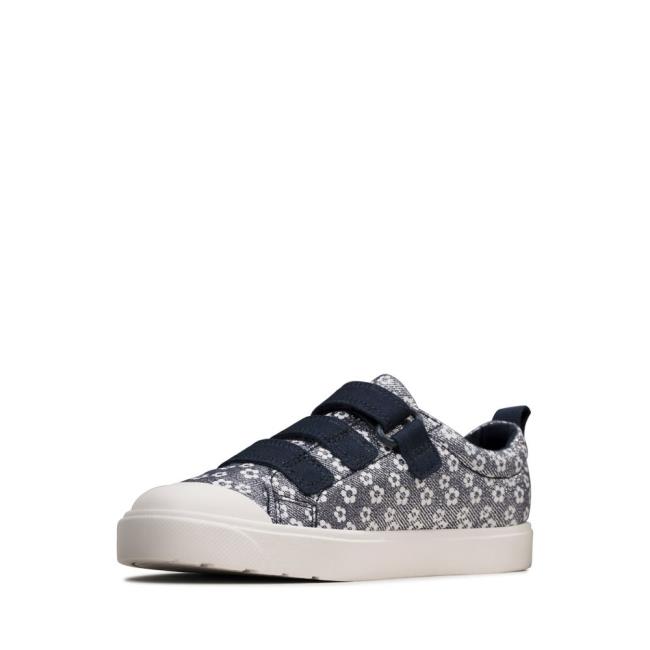 Clarks City Vibe Kid Platneni Čevlji Dekleta Temno Modre | CLK098NCT