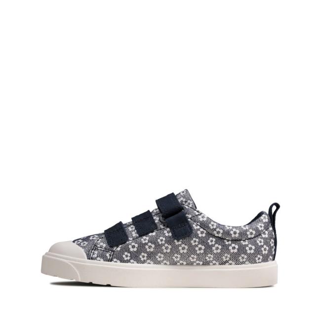 Clarks City Vibe Kid Platneni Čevlji Dekleta Temno Modre | CLK098NCT