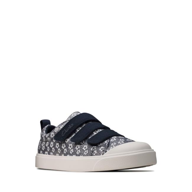 Clarks City Vibe Kid Platneni Čevlji Dekleta Temno Modre | CLK098NCT