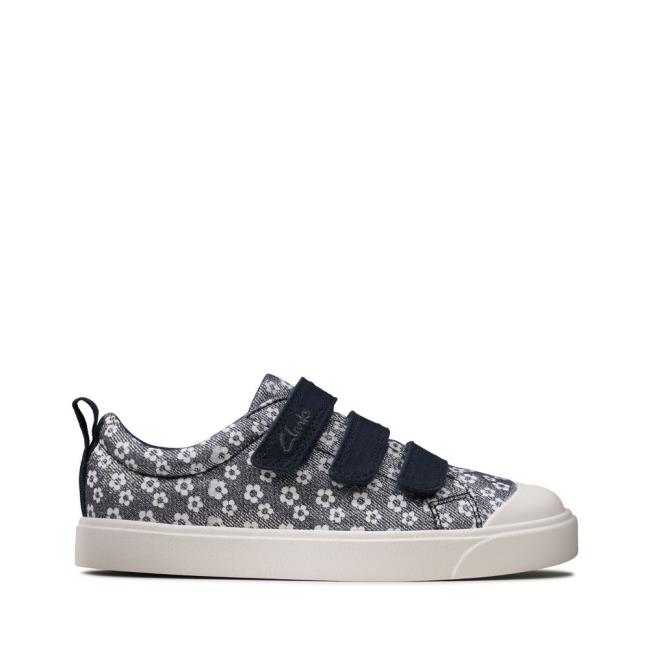 Clarks City Vibe Kid Platneni Čevlji Dekleta Temno Modre | CLK098NCT