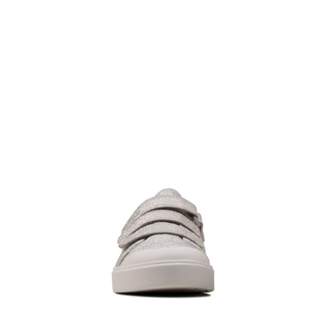 Clarks City Vibe Kid Platneni Čevlji Dekleta Srebrne | CLK213WHZ