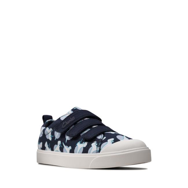 Clarks City Vibe Kid Platneni Čevlji Dekleta Temno Modre | CLK531CBL