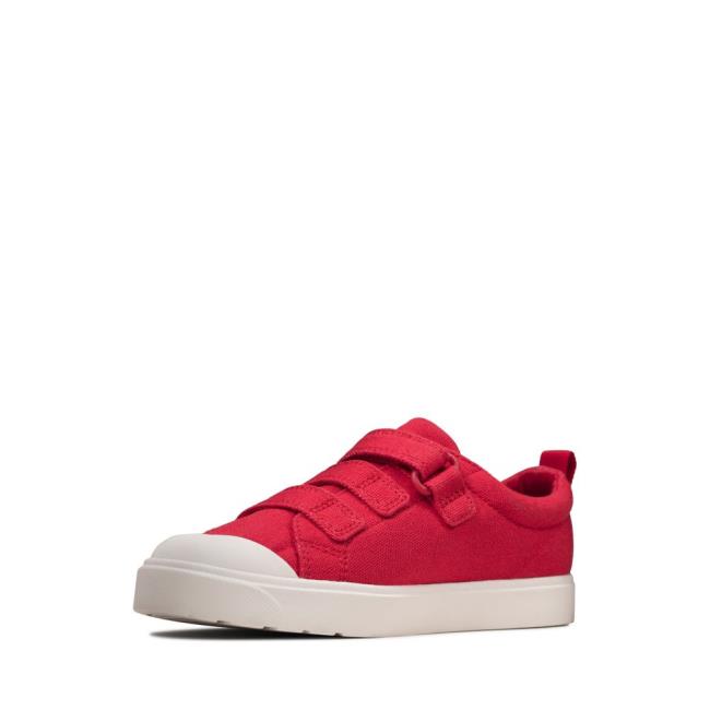 Clarks City Vibe Kid Platneni Čevlji Dekleta Rdeče | CLK735LNO