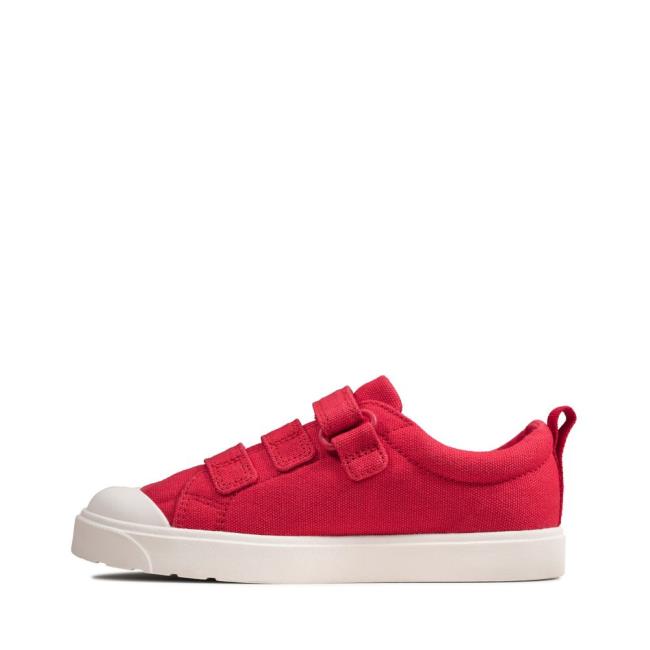 Clarks City Vibe Kid Platneni Čevlji Dekleta Rdeče | CLK735LNO