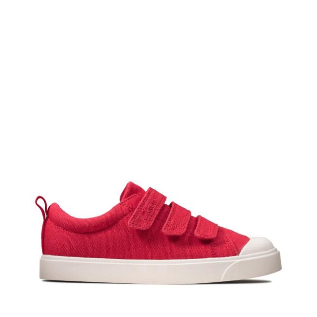 Clarks City Vibe Kid Platneni Čevlji Dekleta Rdeče | CLK735LNO