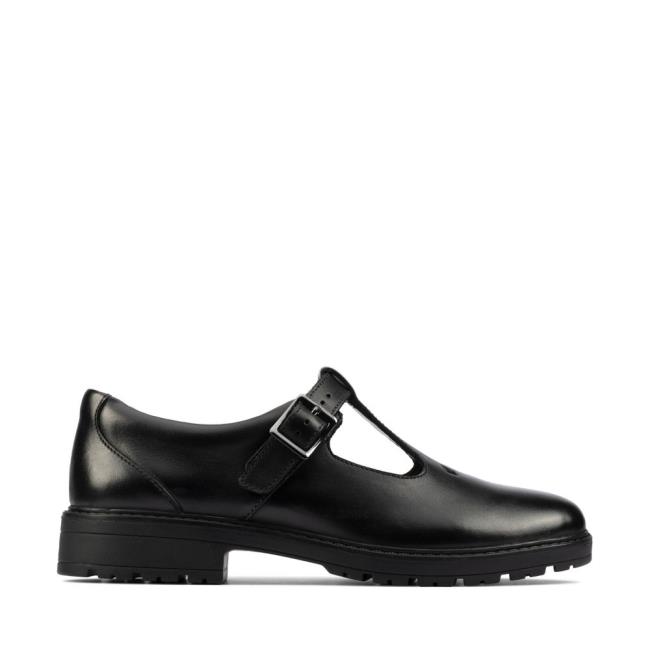 Clarks Dempster Bar Youth Modne Superge Dekleta Črne | CLK326ZAB