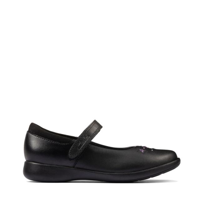 Clarks Etch Bright Kid Modne Superge Dekleta Črne | CLK927IWQ