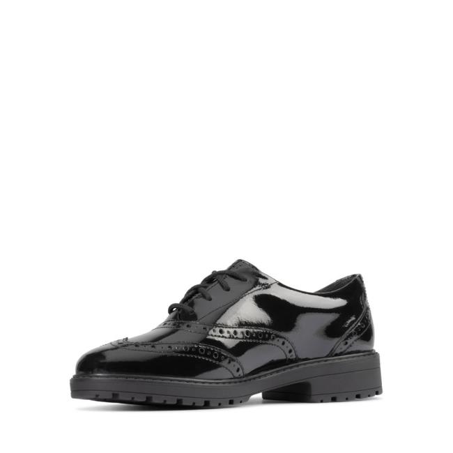 Clarks Loxham Brogue Youth Modne Superge Dekleta Črne | CLK729OIK