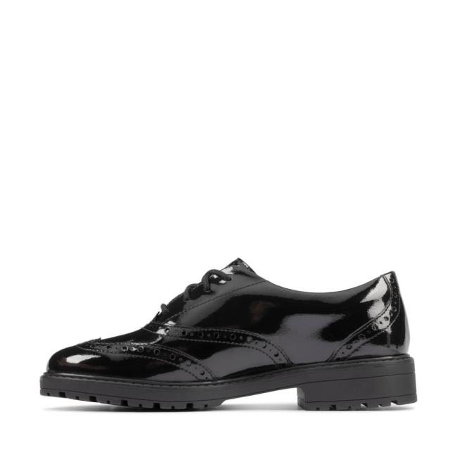 Clarks Loxham Brogue Youth Modne Superge Dekleta Črne | CLK729OIK