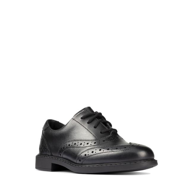 Clarks Scala Brogue Kid Modne Superge Dekleta Črne | CLK219LIQ