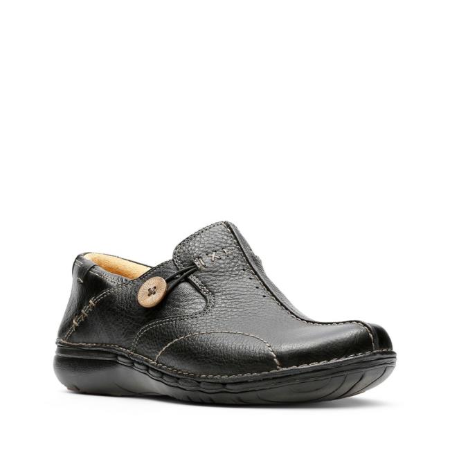 Clarks Un Loop Ravni Čevlji Ženske Črne | CLK014DGR