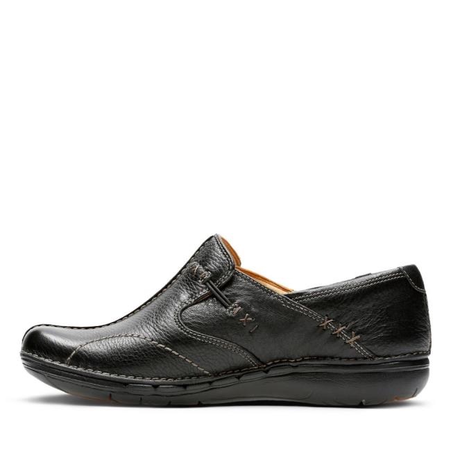 Clarks Un Loop Ravni Čevlji Ženske Črne | CLK014DGR