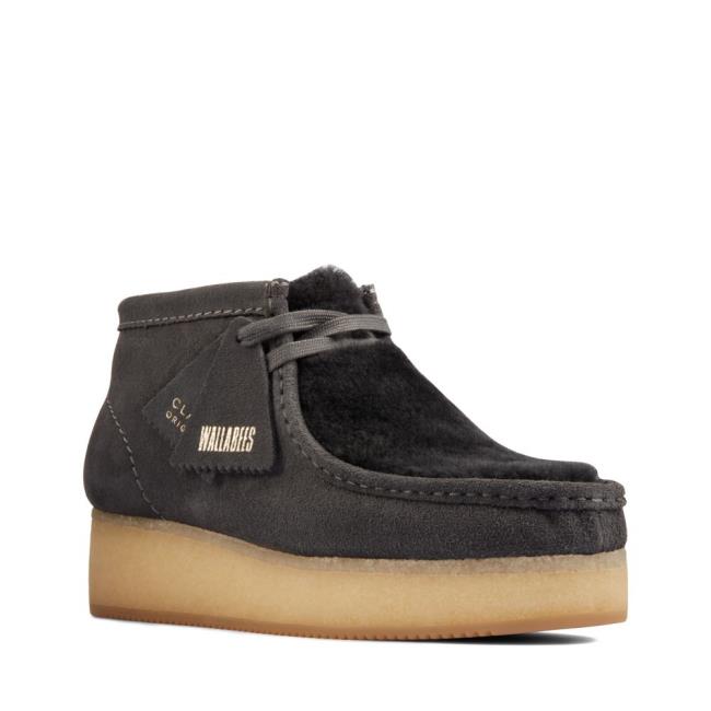 Clarks Wallabee Wedge Elegantni gležnjarji Ženske Temno Sive | CLK962QLA