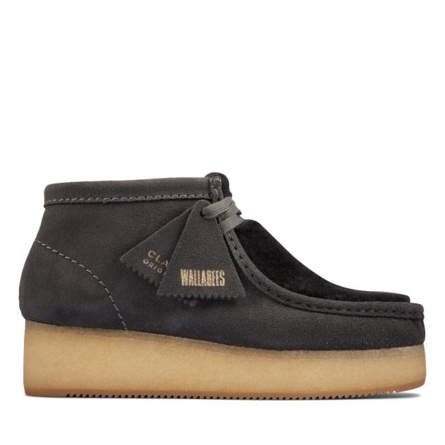 Clarks Wallabee Wedge Elegantni gležnjarji Ženske Temno Sive | CLK962QLA